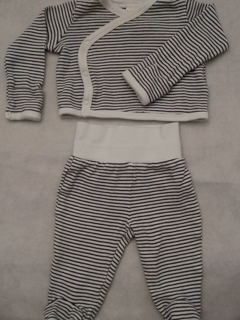 First Impressions Navy & White Striped Baby Pajama Set